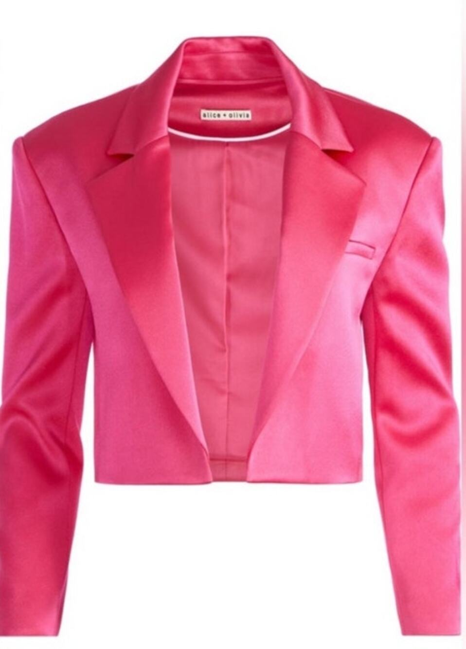 Alice + Olivia Shan Boxy Oversized Cropped Blazer in Pink - 4